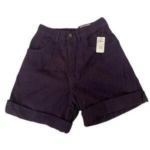 Sportables Denim Jean Shorts Womens‎ 6 Dark Purple Cotton Button Zip Pockets Vtg